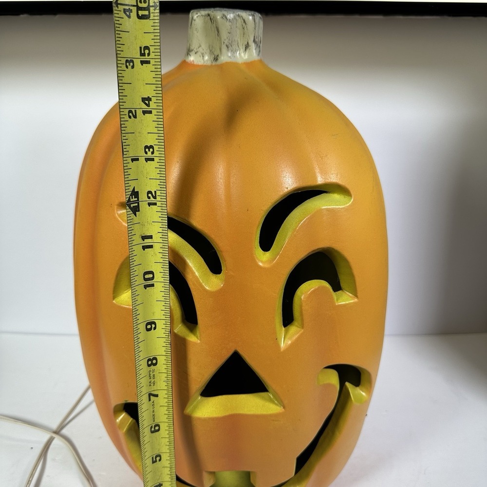 Vintage 16"Halloween Pumpkin Blow Mold Electric Light Scary Jack O Lantern Decor - Picture 8 of 8